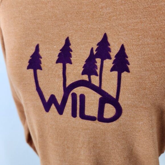 Columbia Sweatshirt Womens M Neutral Brown Wild Mountains Felt Logo Camping - Picture 3 of 14